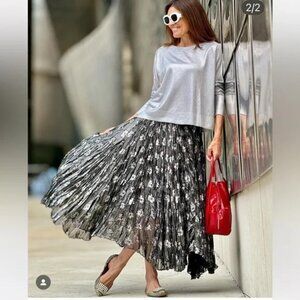 NWT ZARA ZW COLLECTION METALLIC MIDI SKIRT 4786 054 $89.9